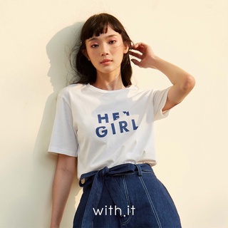 【NEW】🎁7.7 ส่งฟรี ลด 70฿ ชิ้นที่ 2😎with.it.store - TP4058 เสื้อยืด HEY GIRL ฟรีไซส์