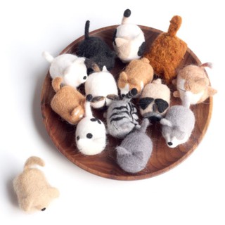 DIY ใยขนแกะ Kit set Felting น้องหมาน้องแมว (รวมอุปกรณ์แล้ว+แถมตา 1 คู่) สูงประมาณ 3 - 4 cm.ราคาชุดละ