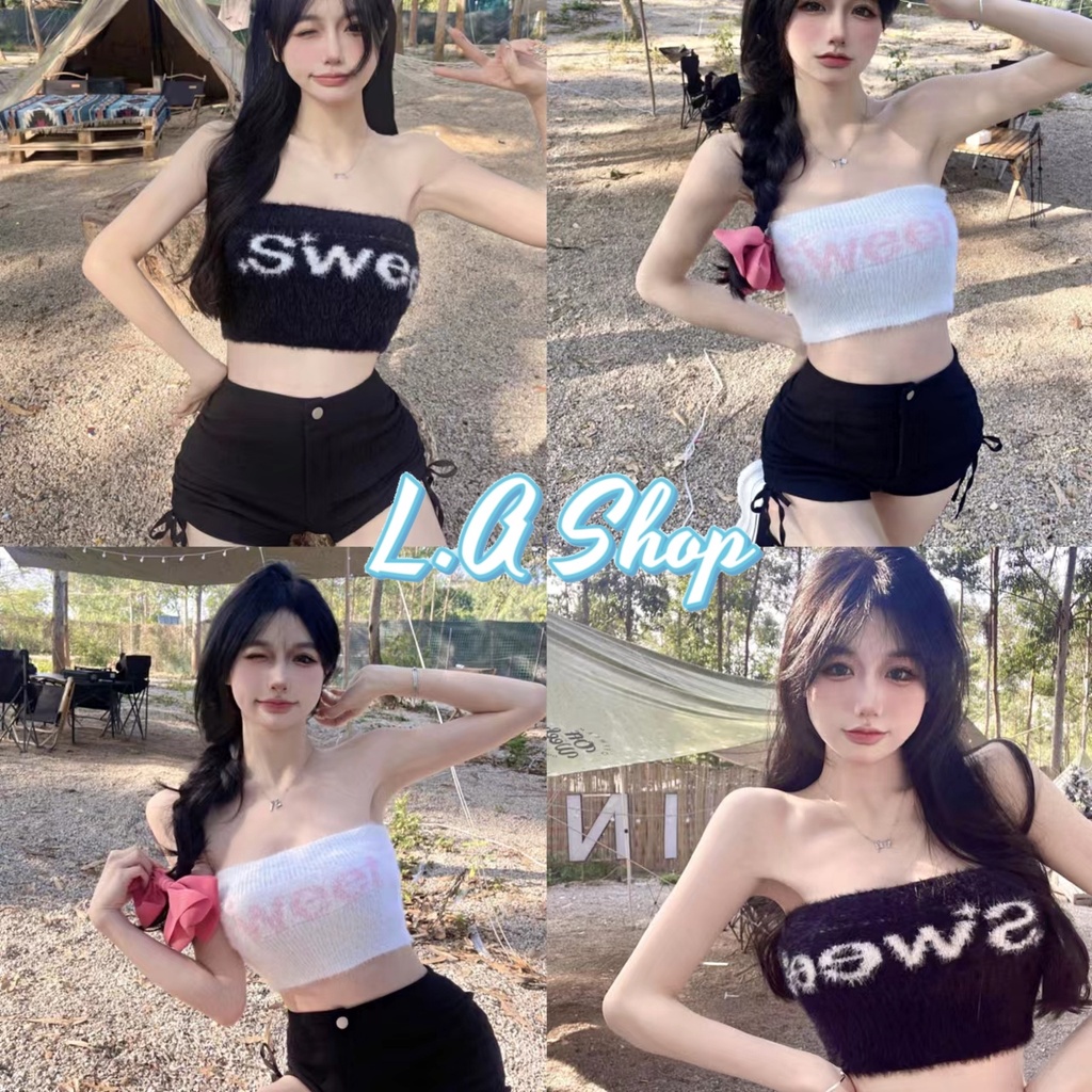 L.A Shop - พร้อมส่ง เกาะอกไหมพรม ปักลายน่ารักขนฟรุ้งฟริ้งมุ้งมิ้งผ้านิ่มมาก "U027"