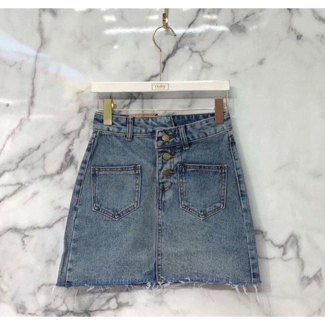 กระโปรงยีนส์ป้าย pomthong