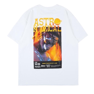 เสื้อยืดคอก ลมแขนสั้นผ้าฝ้ายพิมพ์ลาย Travis Scott Unisex