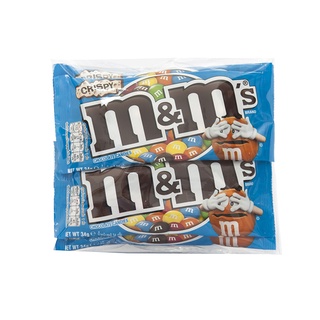 เอ็มแอนด์เอ็ม ช็อกโกแลตนมคริสปี้ ขนาด 34กรัม ยกกล่อง 4ซอง M&amp;M MILK CHOCOLATE CRISPY CANDY