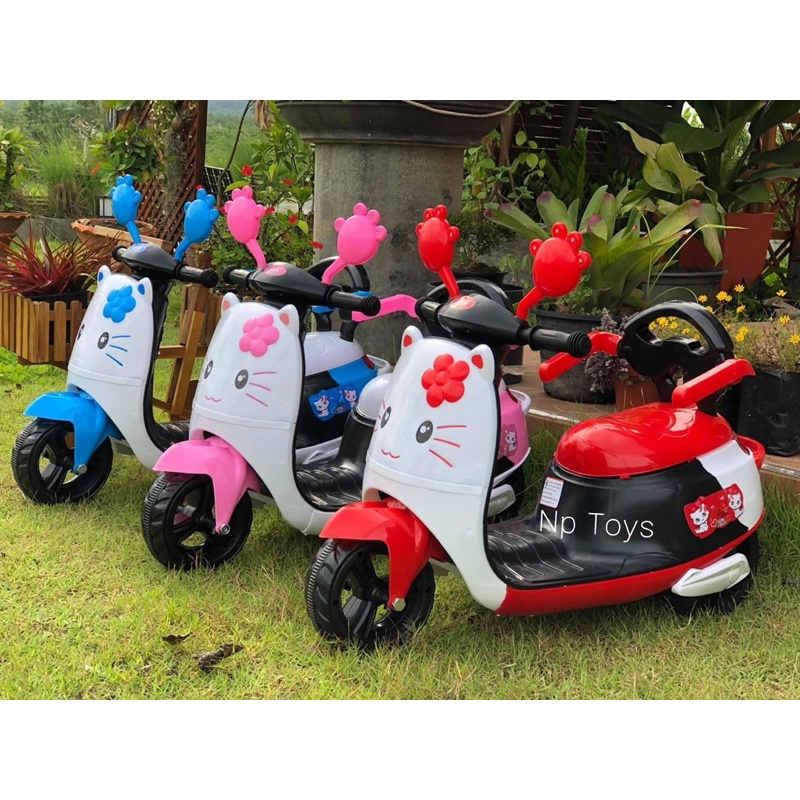 ลดแรงพร้อมส่ง รถแบตเตอรี่เด็กนั่ง มอไซค์แมวเหมียว ขนาด1มอเตอร์ ของเล่นเด็ก no.1024