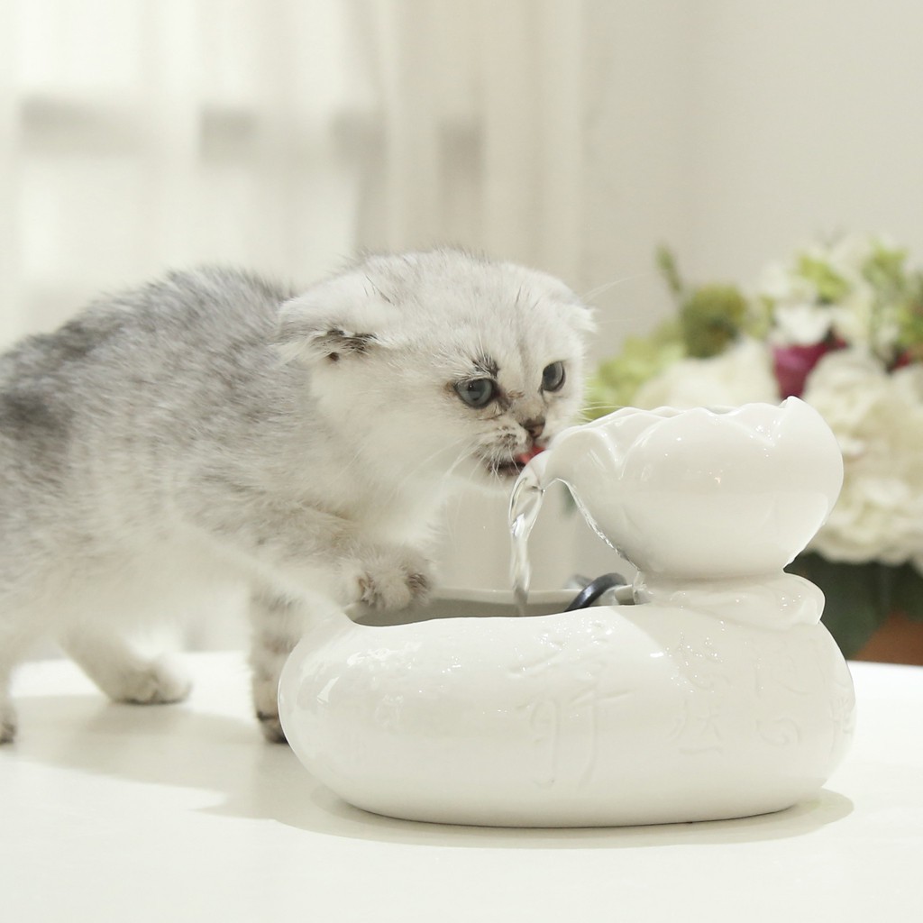 ❇New Cat Ceramic Water Fountain Bowl Pet Drinking Fountain Electric Water Dispenser Automatic Circulating Smart Food Bas