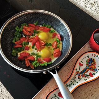 ✲♘Stainless Steel Skillet - Nonstick Fry Pan - Induction Compatible - Multipurpose Cookware Use for Home Kitchen or Rest