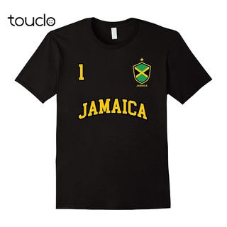 เสื้อยืดสีขาวเสื้อยืด ผ้าฝ้าย พิมพ์ลายธงชาติฟุตบอล Jamaican Number 1 แฟชั่นฤดูร้อน สําหรับผู้ชายS-4XL