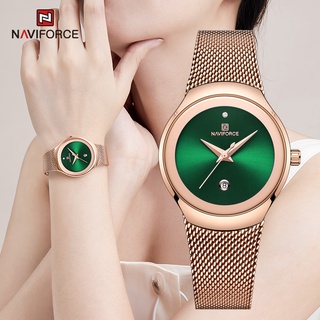 Naviforce Brand นาฬิกาข้อมือควอทซ์แฟชั่น หรูหรา สําหรับผู้หญิง 5004 Jam Tangan Wanita