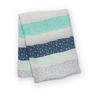 Lulujo ผ้าอ้อมมัสลินคอตตอนแบมบู Bamboo Muslin Swaddle - Grey Spotted Stripe