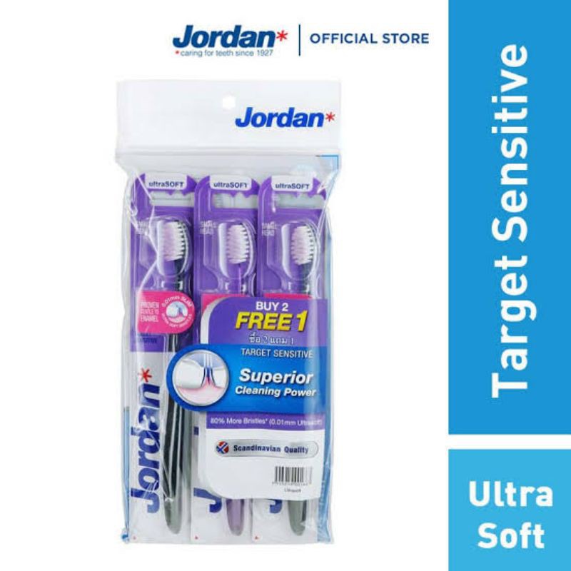 แปรงสีฟัน Jordan Taget Sensitive ทาร์เก็ต เซ็นซิทีฟ 2ฟรี1 แปรงสีฟัน ผลิตปี 2020-21