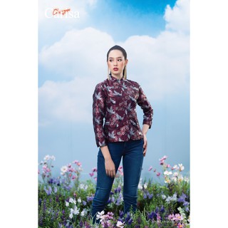 Carisa เสื้อแจ็คเก็ต เสื้อสูท ผ้าไหมทอลายในตัว ลายนกกระเรียน มีซับในอย่างดี [1846-81]