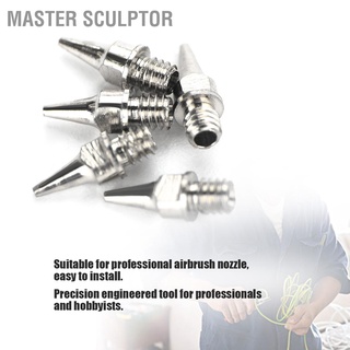 [ลดล้างสต๊อก]Master Sculptor 0.2/0.3/0.5 มม. 5 ชิ้นหัวฉีดแอร์บรัชสีเงินสําหรับสักคนรักศิลปะ