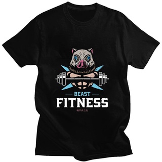 [100% Cotton] เสื้อยืดแขนสั้นลําลอง พิมพ์ลาย Demon Slayer Beast Fitness Hashibira Inosuke แบบเรียบง่าย แฟชั่นฤดูร้อน สไต