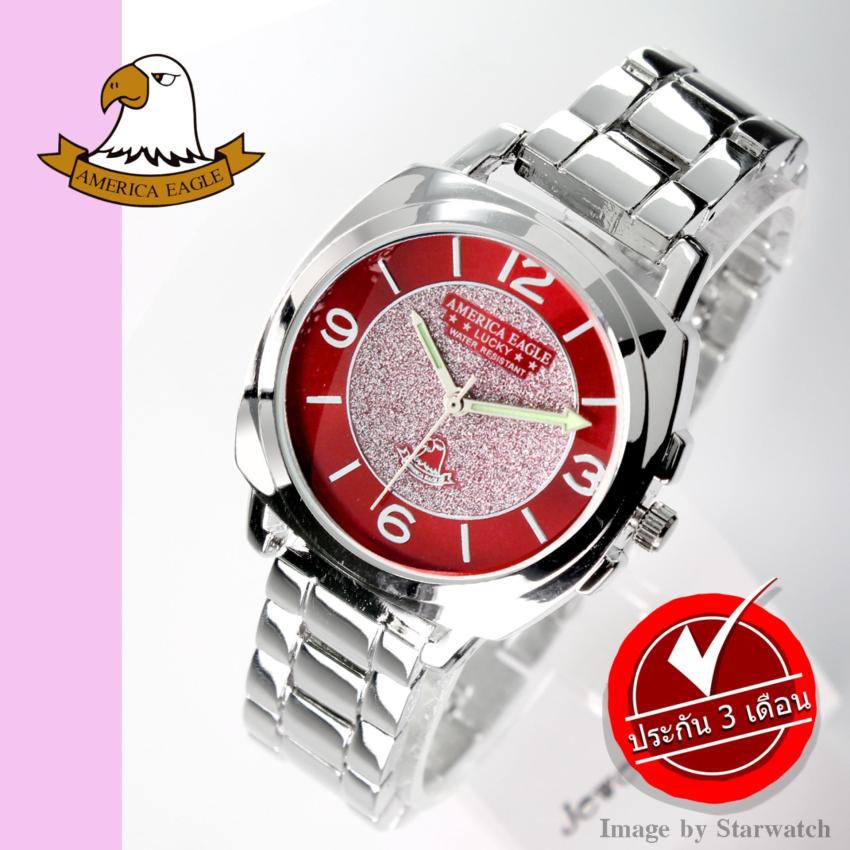 นาฬิกา AMERICA EAGLE สำหรับผู้หญิง สายสแตนเลส รุ่น AE003L - Silver/ฺRed