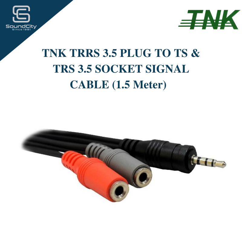 TNK TRRS 3.5 Plug To TS & TRS 3.5 Socket Signal Cable (1.5m) (TRRS To TS & TRS)