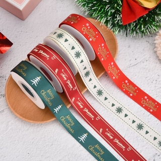 ม้วนริบบิ้น Merry Christmas tree / heart ribbon ขนาดเล็ก 2 ซม. 10 หลาสําหรับตกแต่งบรรจุภัณฑ์