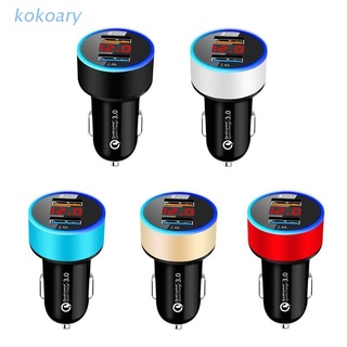 Kok 12V / 24V Dual Ports Qc 3.0 Usb อะแดปเตอร์ชาร์จแบตในรถยนต์ที่จุดบุหรี่ดิจิตอล Led โวลต์มิเตอร์สําหรับโทรศัพท์มือถือแท็บเล็ตจีพีเอส