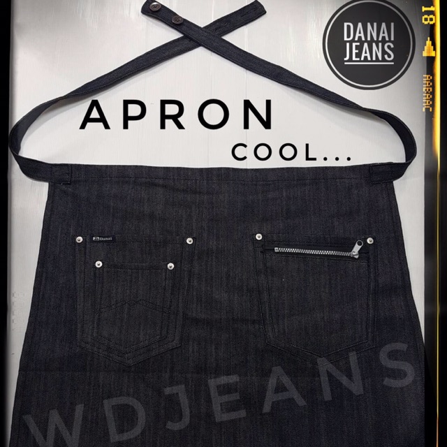 ผ้ากันเปื้อนยีนส์แท้ๆ Apron Jeans แบบครึ่งตัว สำหรับ ชาย และหญิง