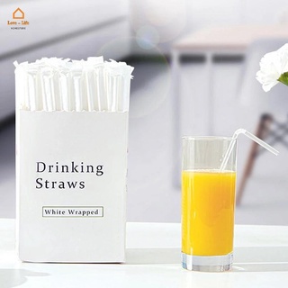 [Stock] 100 Pcs/Pack Disposable Transparent Plastic Straws/ Individually Packaged Bendable Juice Drink Straws/ Party Drinking Accessories