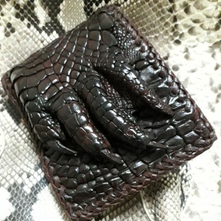 crocodile skin genuine wallet brown2 lacing craft.2กระเป๋าสตางค์หนังจระเข้แท้