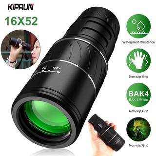 Kiprun กล้องโทรทรรศน์ตาข้างเดียว พลาสติก HD 16X52 98 8000M สําหรับตั้งแคมป์ ดูนก