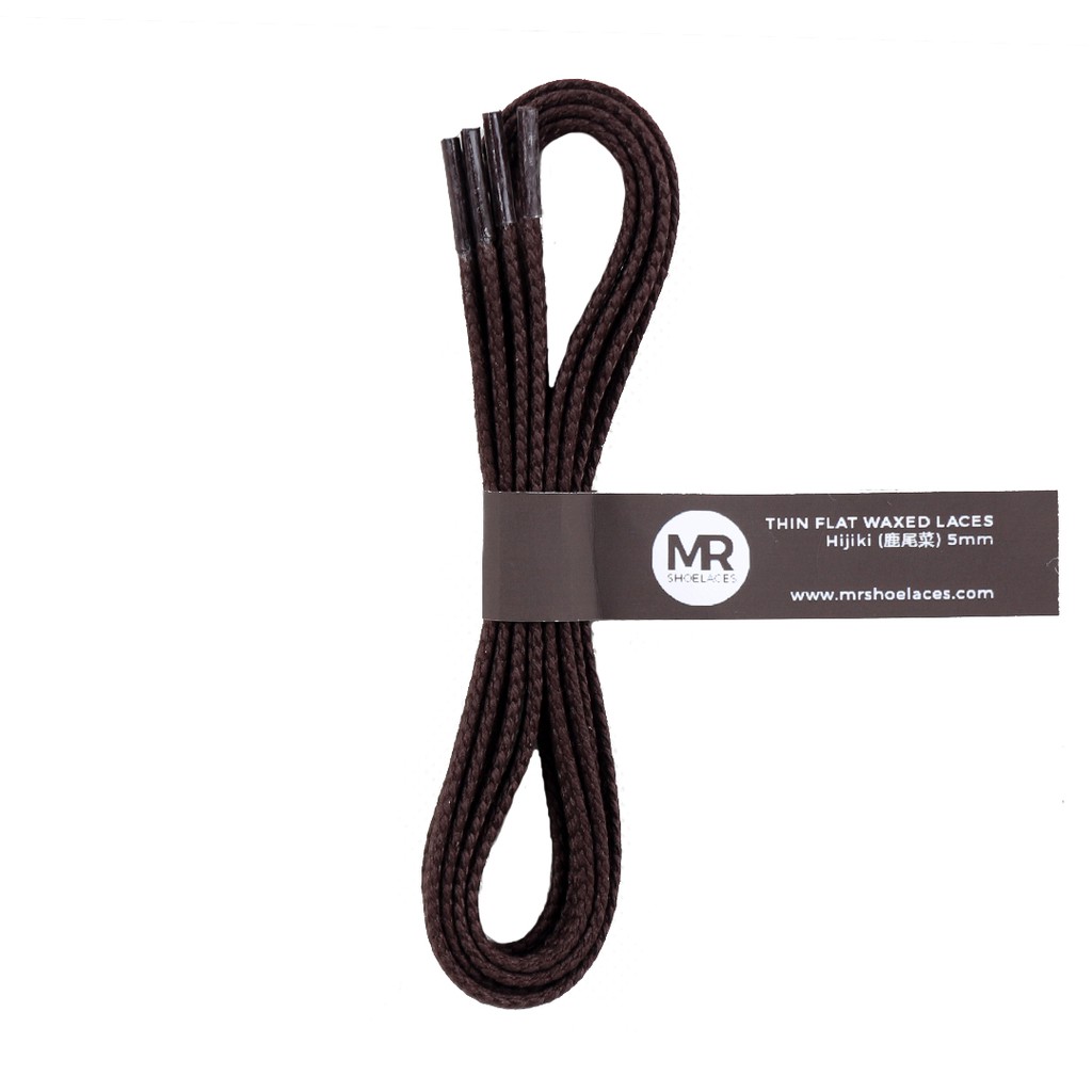 Lilin Mr Shoelaces TH02 Hijiki (สีน้ําตาลเข้ม) เชือกผูกรองเท้าแว็กซ์แบนบาง 3-4mm (Waxed Laces) 50cm 80cm 120cm 150cm สีน้ําตาล