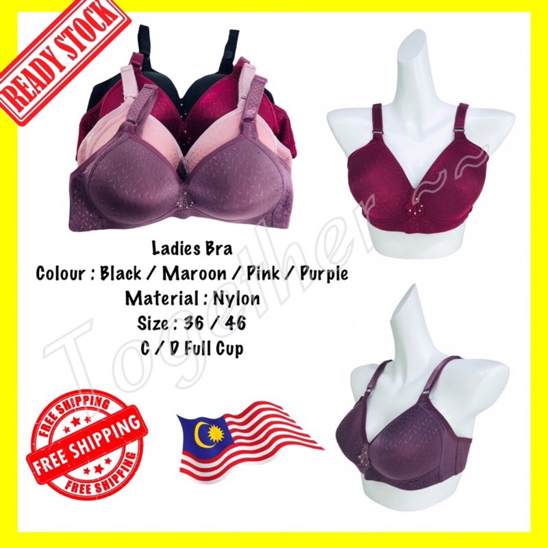 Together 36-46 Ladies Bra Plus Size C/D Full Cup Coverage Non Wired Bra Baju Dalam Women Women Women