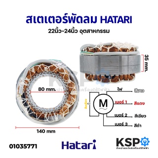 สเตเตอร์พัดลม อุตสาหกรรม HATARI ฮาตาริ 22-25นิ้ว กว้าง 14mm รูใน 80mm หนา 35mm อะไหล่พัดลม