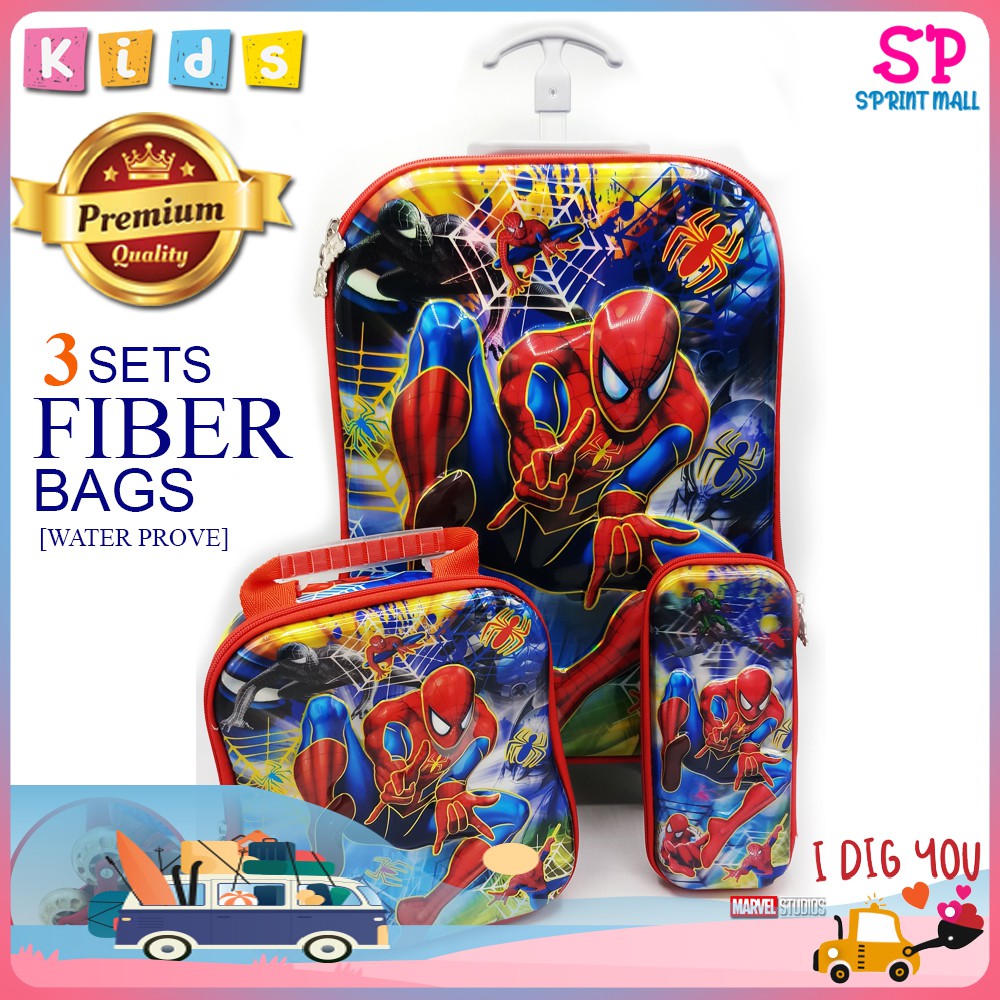 กระเป๋าเดินทาง SpiderMan กระเป๋าล้อลาก ทำจากไฟเบอร์ Luggage trolley ใบใหญ่ 18x32x47 ซม. ใบกลาง 10x21x24 ซม.