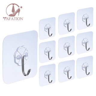 💓10 Packs Reusable Adhesive Hooks,Transparent Heavy Duty Wall Hooks with No Scratch