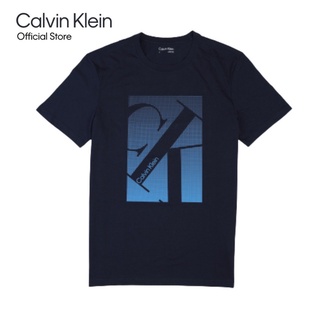 เสื้อสาวอวบ เสื้อยืดสีขาวผู้หญิง Calvin Klein เสื้อยืดผู้ชาย รุ่น 40IC806 410 - สีกรมท่าแฟชั่นเกาหลี