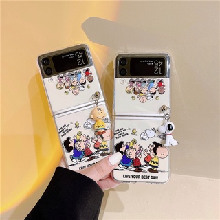 เคสโทรศัพท์มือถือ PC แข็ง แบบใส กันกระแทก ลายการ์ตูน Snoopy สําหรับ Samsung Galaxy Z Flip 5 5G Z Flip 4 Z Flip 3