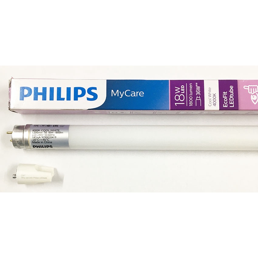 PHILIPS หลอดไฟEcofit LED Tube 20W หลอดนีออนอีโคฟิตT8 8W 10W(หลอดสั้น 60CM) 18W 20W (หลอดยาว 120CM) แ