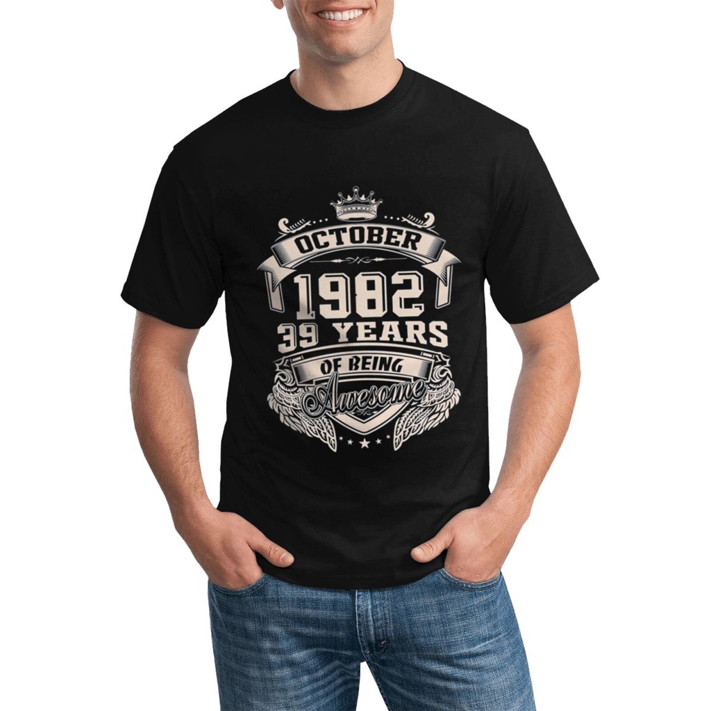 Born In ตุลาคม 1982 39Th Birthday Cotton Design Men เสื้อยืด