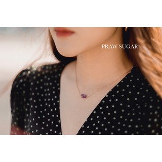 Amethyst Natural Stone Necklace [หินแท้] สร้อยคอหินธรรมชาติอเมทิส (มี 2 สี) (สร้อยเป็นเงินแท้)