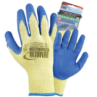 ถุงมือคอตตอนเคลือบยาง L สีน้ำเงิน YAMADA 9041 ถุงมือยาง Latex coated cotton gloves L blue YAMADA 9041