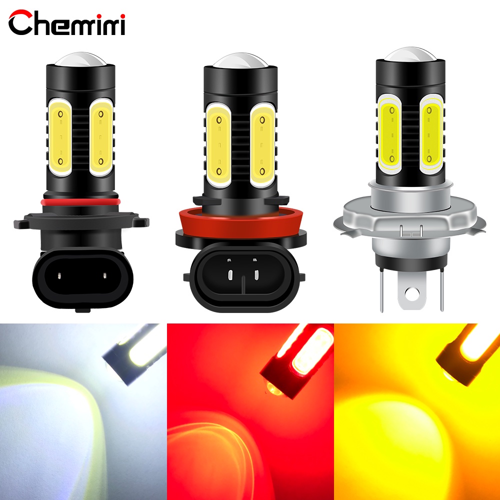 ชิปหลอดไฟตัดหมอก LED COB H1 H3 H4 H7 H8 H16 9005 HB3 9006 HB4 880 881 P13W H11 6 สี สําหรับรถจักรยาน
