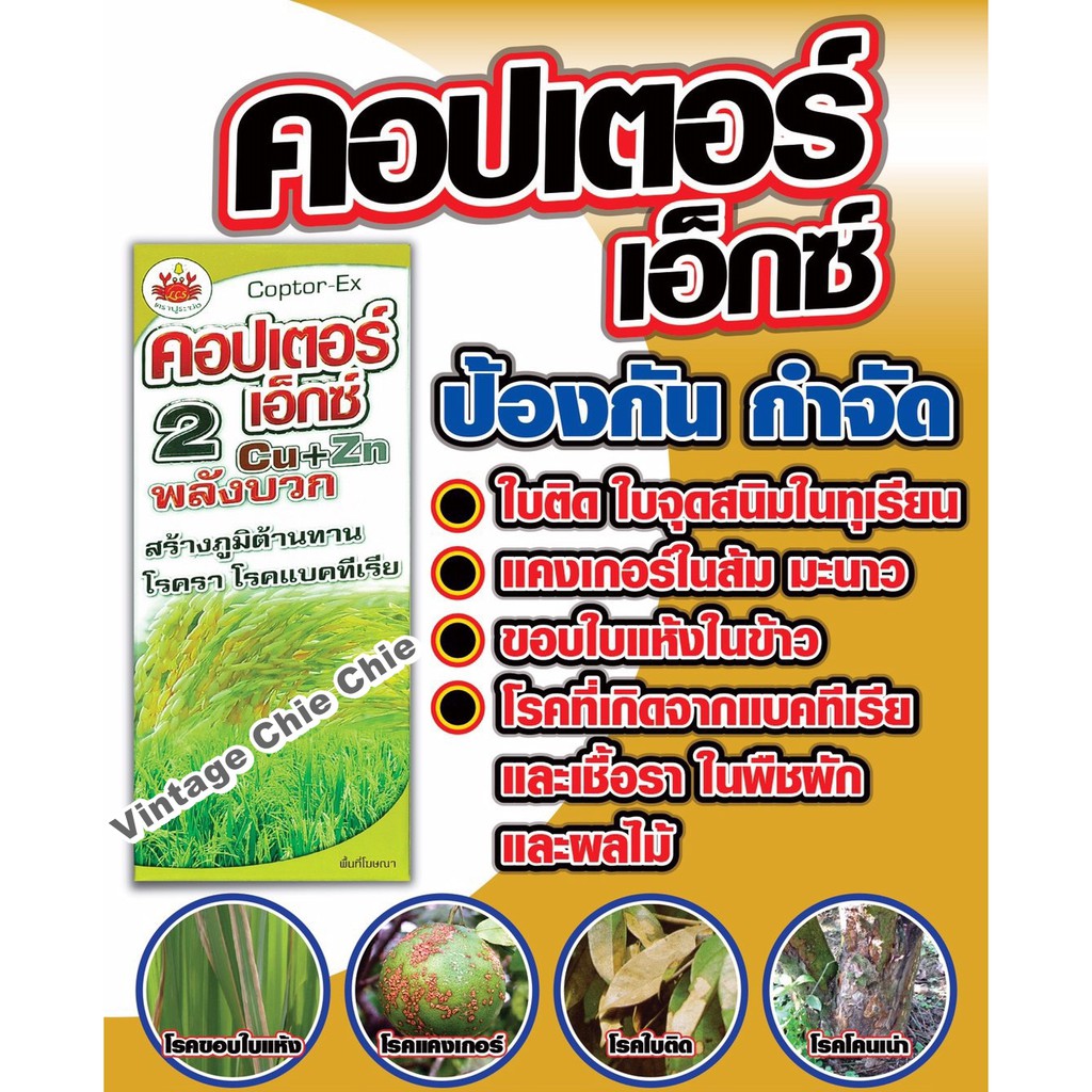 ยากำจัดเชื้อรา ใบติด ใบจุดสนิมในทุเรียน แคงเกอร์ในส้ม มะนาว เชื้อราในพืชผักและผลไม้ (คอปเตอร์เอ็กซ์)ขนาด 1000 ซีซี