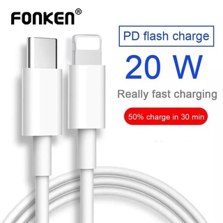 Fonken สายเคเบิลชาร์จเร็ว PD 20W USB C 1 2 2.7 เมตร สําหรับ iP Type C iP 14 13 12 Pro Max