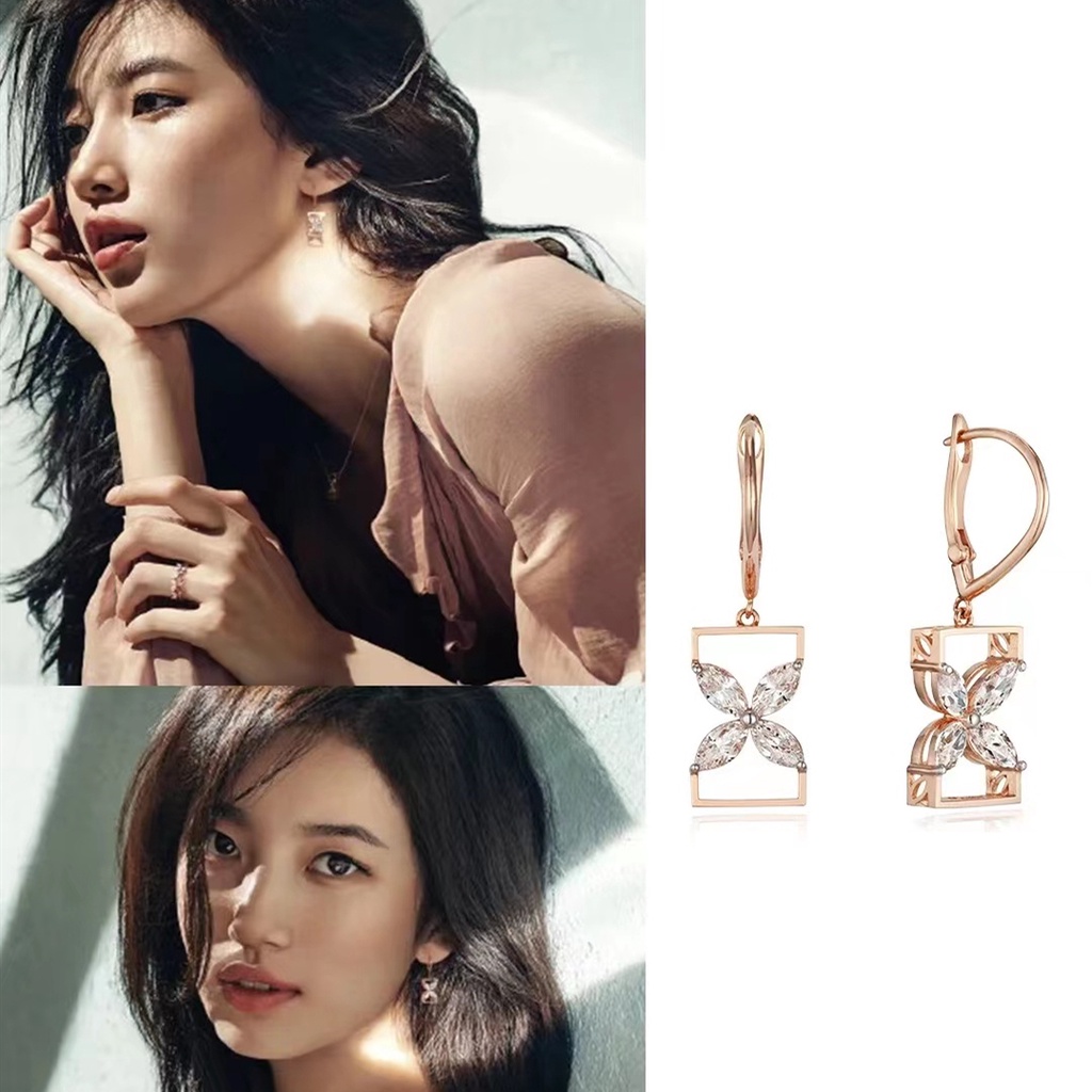 Anna 2022 Bae Suzy เดียวกันต่างหูผู้หญิงเกาหลีหรูหราคุณภาพสูงต่างหูแฟชั่น Lucky