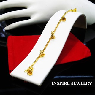 Inspire Jewelry สร้อยข้อมือทองห้อยตุ้งติ้ง ลายกระดิ่งตอกลาย ยาว 16 cm. ลายโบราณ อนุรักษ์ไทย สวยงามมาก ปราณีต ราคาประหยัด