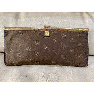 christian dior clutch brown canvas vintage size11”