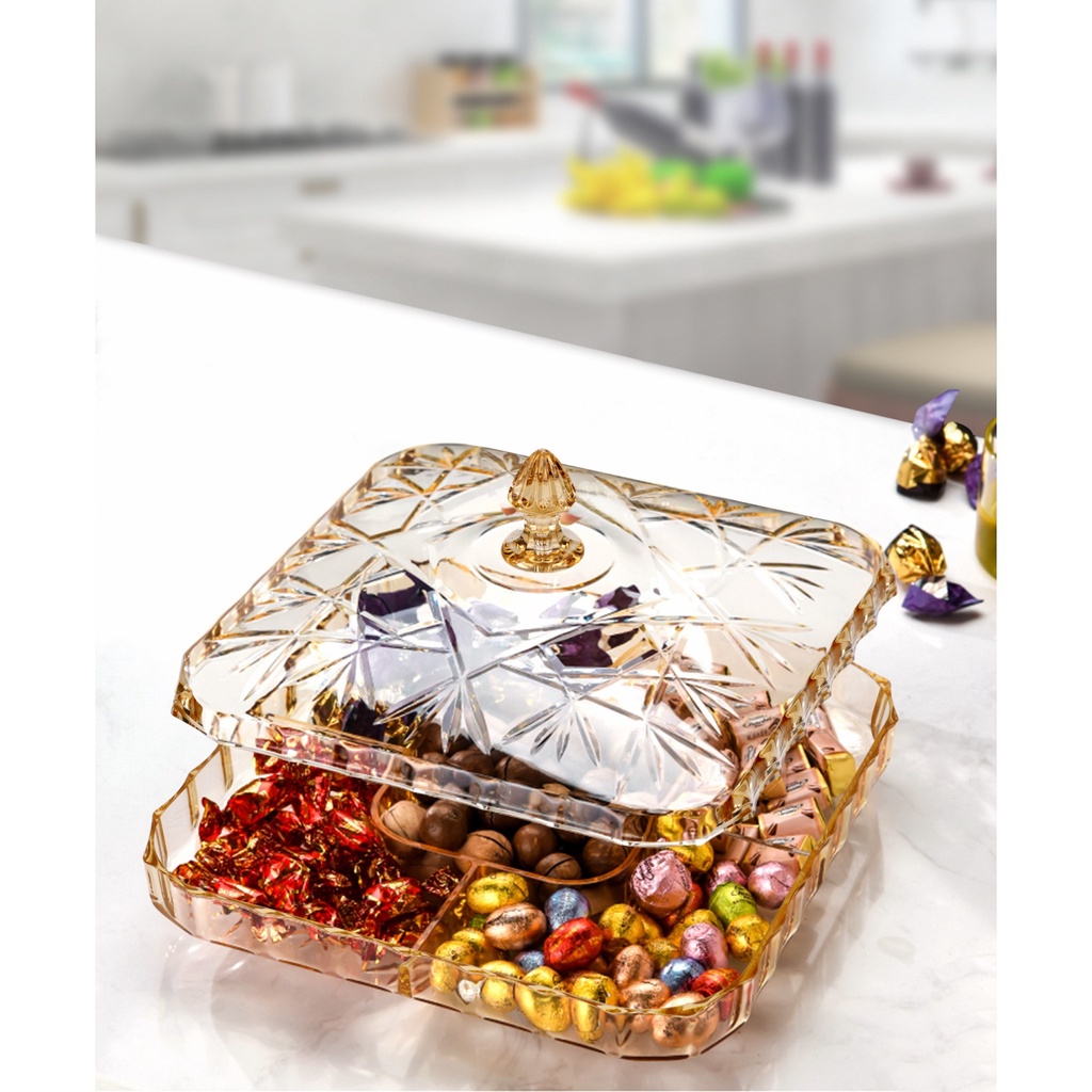 GlobalHouse AILO จานขนมพร้อมฝาปิด 30x16.5ซม. METIS-01 สีส้ม สินค้าของแท้คุณภาพดี
