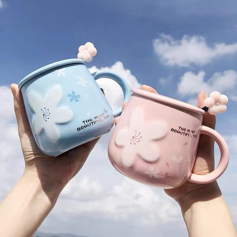 แก้วกาแฟ ลายดอกไม้ลายพิเศษ สวยน่ารัก ราคาดี เหมาะกับชาวออฟฟิต+นักเรียนนักศึกษา