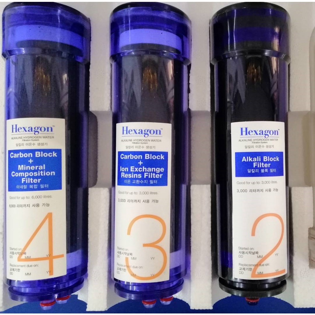 ชุดเช็ต 3 ไส้  ชุดไส้กรองเครื่องกรองน้ำเฮกซากอน  อัลคาไลน์ ไฮโดรเจน  # 2# 3 #4/ Hexagon Alkaline Hydrogen Claridge Set