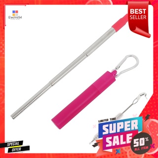 หลอด+แปรงทำความสะอาดพกพา KECH สีชมพูREUSABLE STRAW+CLEANING BRUSH KECH PINK