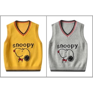 เสื้อกันหนาวเสื้อกั๊ก ไหมพรม ลาย Snoopy