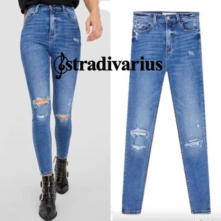 Stradivarius : Ripped Super High Waist Skinny Jeans