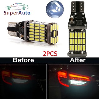 Superauto แคนบัสกลางคืน W16W T15 2 ชิ้น 920921912 หลอดไฟถอยหลัง LED 4014 45SMD สําหรับจอดรถ