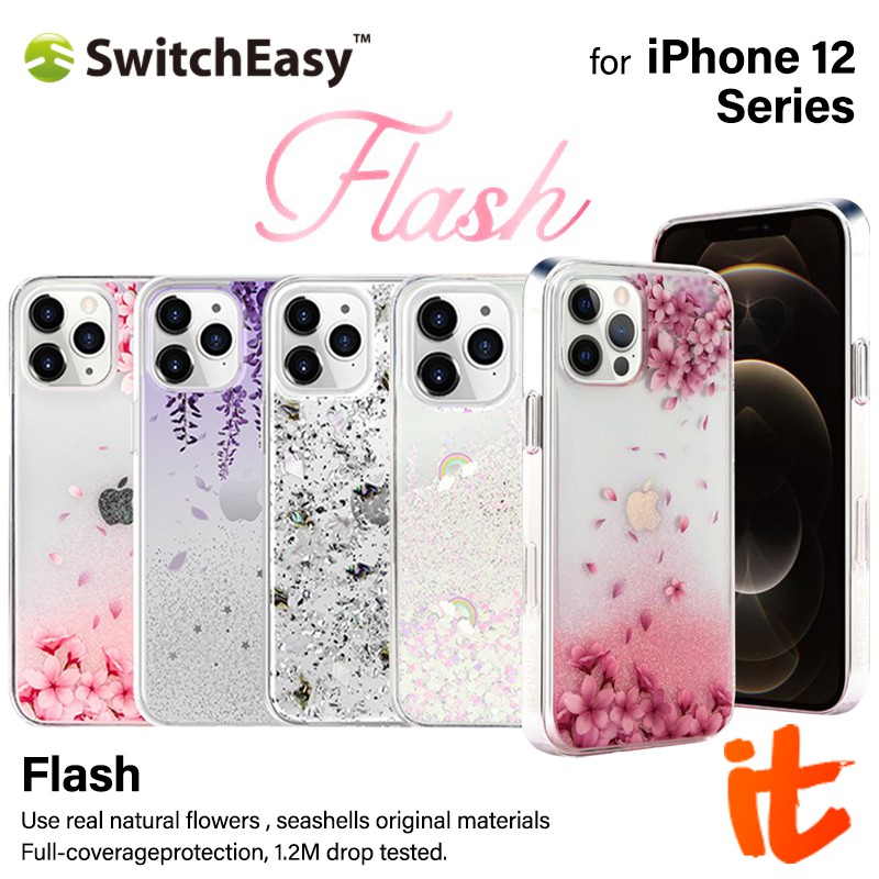 SwitchEasy Flash เคสมือถือ iPhone12 ลายดอกไม้ เคสกากเพชร 3 มิติ for for iPhone12 / 12 Mini / 12 Pro / 12 Pro Max