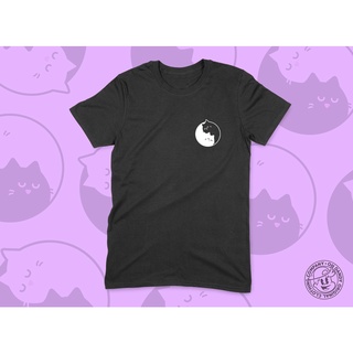เสื้อยืด พิมพ์ลายแมว หยินหยาง แฮนด์เมด สีขาว สําหรับผู้ชาย